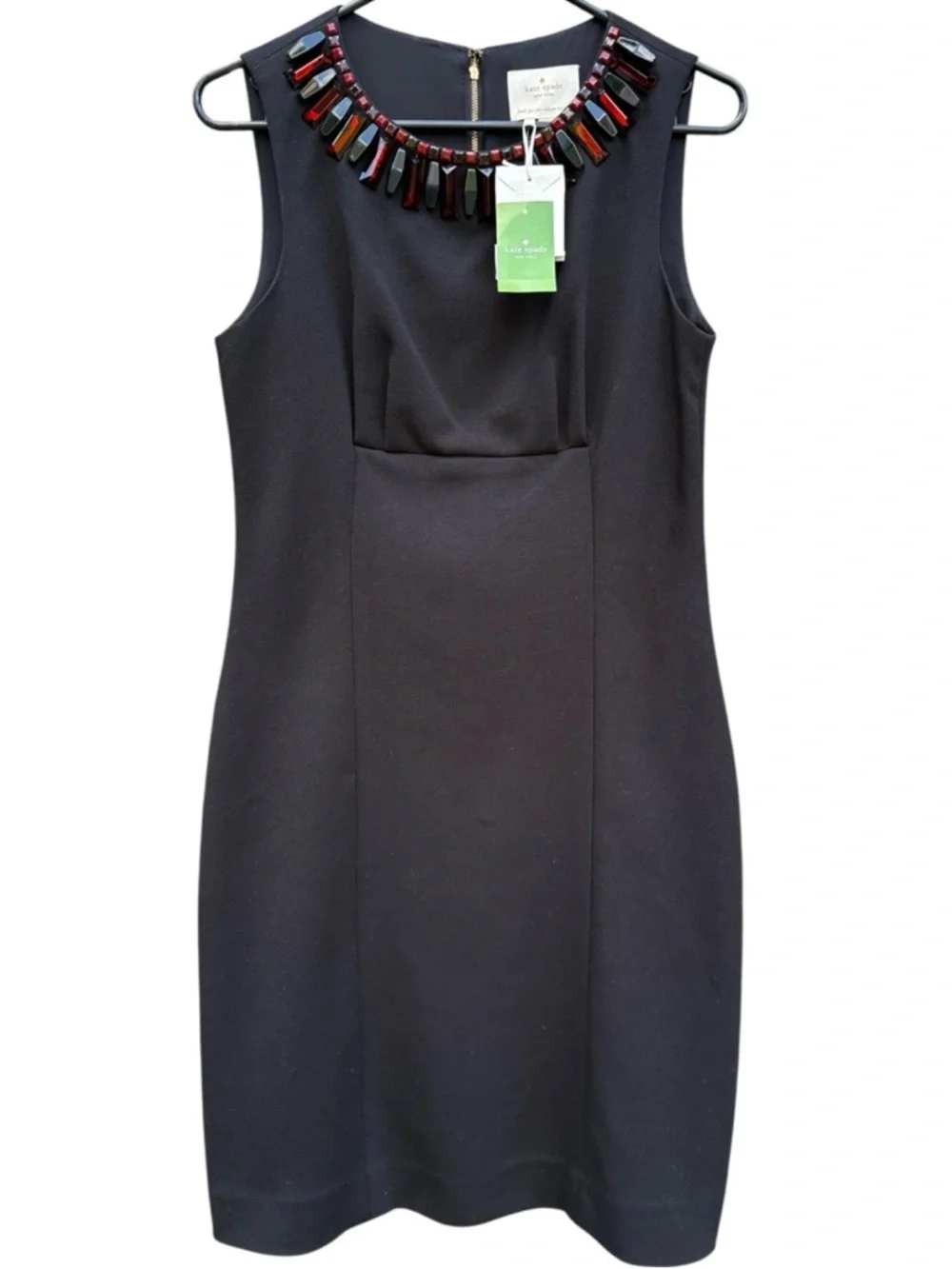 NWT Kate Spade Diane Beaded Neckline Sheath Dress Black Size 8 Retail $428.00